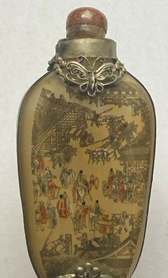 Snuff bottle - China, 19. Jh. - wunderschöne Hinterglasmalerei - 7,5 cm