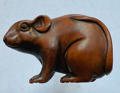 Netsuke Japan - Maus aus Hartholz - recht alt - 6,5 cm