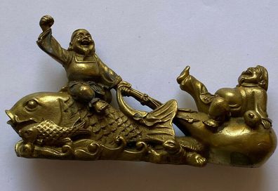 Antike Bronze China 20. Jahrhundert - Humoristische Darstellung - 12 cm