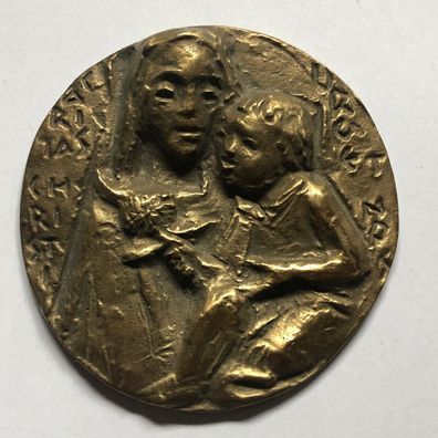 Amulett - Sakrale Bronze 70er - Maria und Josef - moderne, künstlerische Arbeit