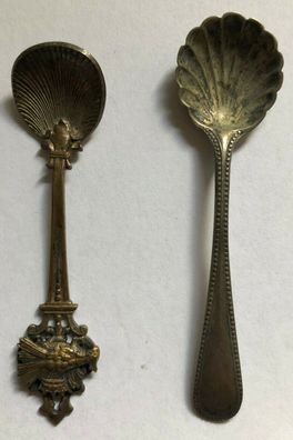 3 Gewürzlöffel Silber, Bronze - zwischen 1880 - 1900 - 13 Lot Silber