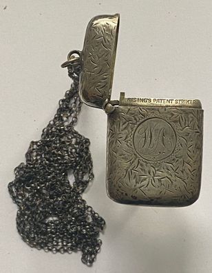 Dose 800er Silber mit diversen Punzen um 1850- Risings Patent Striker