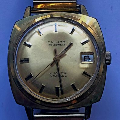 Callima Swiss 25 Jewels / Automatik Herren Armbanduhr Vintage - Werk läuft kurz