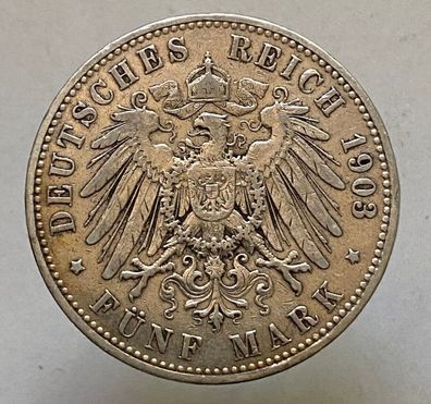 Deutschland Kaiserreich Preussen 5 Mark 1903 A - Wilhelm II