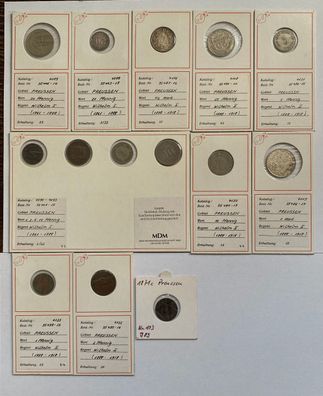 Münzsammlung Preussen - Interessante Sammlung mit 14 Münzen - alle Bezeichnet