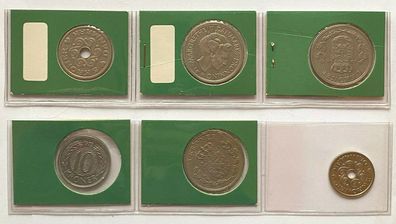Dänemark - kleine Sammlung Münzen - 1 x 10 Kroner , 4 x 5 Kroner , 1 x 2 Kroner