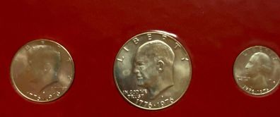 USA - 3 Silbermünzen 1/4 , 1/2 und 1 Dollar - 1976 - 400/1000 - Stempelglanz