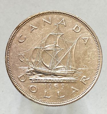 Kanada 1 Dollar Silbermünze 1949 George VI. - fast Stempelglanz , Henkelspuren