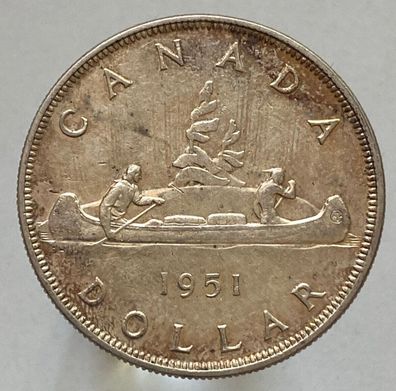 Kanada 1 Dollar Silbermünze 1951 George VI. - Pelzhändler im Kanu
