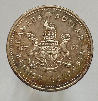 Canada Dollar 1971 Silbermünze - Elizabeth II. - Britisch Columbia