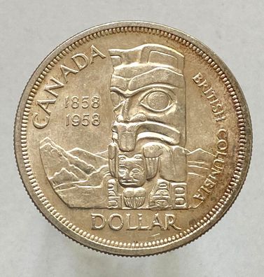 Kanada 1 Dollar Silbermünze 1958 - Elisabeth II., British Columbia