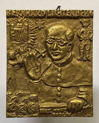 Bernhard Lichtenberg - Bronzerelief/ Bronzeplakette mit Aufhänger - 5,5 x 4,5 cm