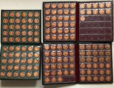 159 Münzen - Diverse Sammel Serien in Sammelmappen - Kupfer in Mint