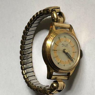 Kienzle - Handaufzug 15 Rubis Hartvergoldet- Armbanduhr Damen - Werk läuft an