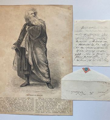 Karl Grunert ( 1810 - 1869 ) - Theater - original signierter Brief + Holzsch.