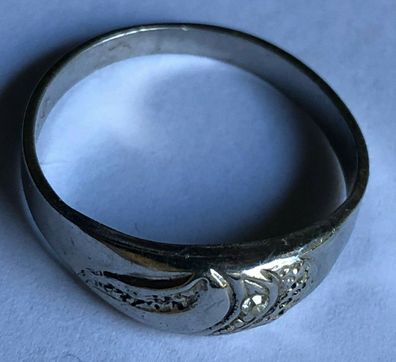 Ring 925er Silber / Meistermarke mit farblosem Stein - schöne Juweliersarbeit