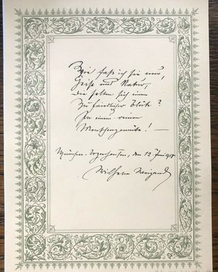 Wilhelm Weigand ( 1862-1949 ) - Schriftsteller - original signierter Brief
