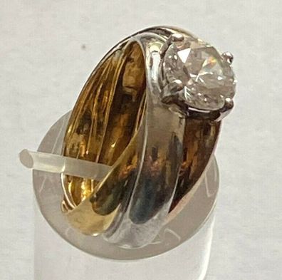 Wunderschöner Ring 925er Silber CZ - Bicolor Silber / Vergoldet - Größe 55