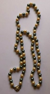 Perlenkette - 2-farbig mit Schliesse aus 835er Silber - 40 cm Länge gschlossen