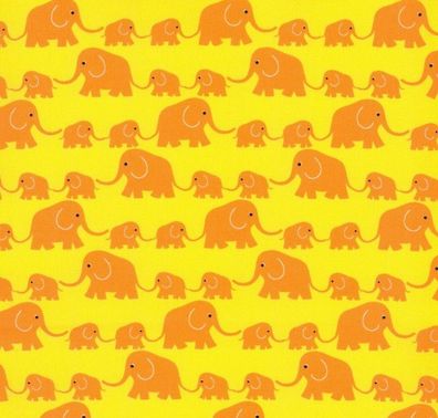 Westfalenstoffe Junge Linie gelb orange Elefanten KBA Bio Stoff Baumwolle Webware
