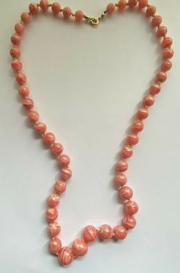 Natürliche Rhodochrosit Edelstein Perle mit 18K Gold Verschluss - Halskette