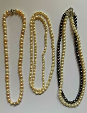 3 Hochwertige Perlenketten - eine Schliesse 925er Silber - siehe Bilder