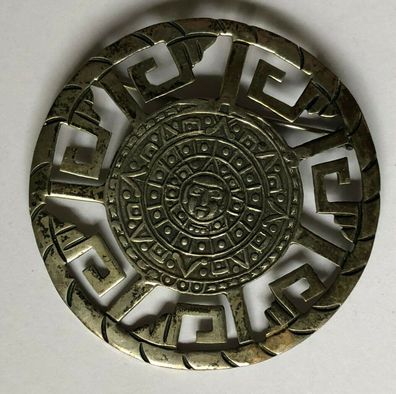 Brosche 925er Silber - Mexico - Meistermarke - Inka-Symbol - 5 cm - 15,8 Gramm