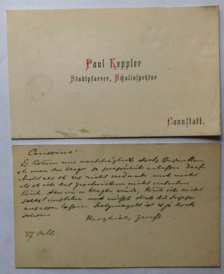 Paul Keppler - Theologe - 2 original Visitenkarte mit original Handschrift