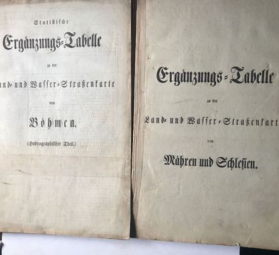 Ergänzungs-Tabelle Böhmen sowie Mähren und Schlesien - 3 Teile um 1825