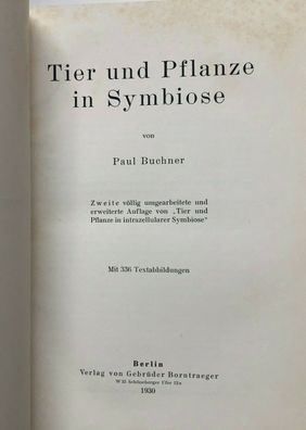 Tier und Pflanze in Symbiose - Buchner, Paul - Gebrüder Borntraeger 1930