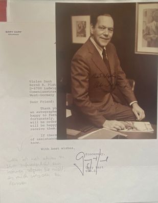 Gary Hart ( 1936 - ) - US Politiker - 2 original Autogramme