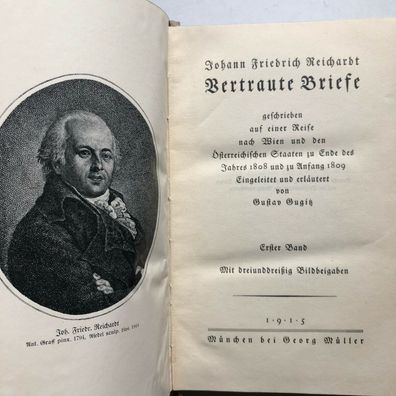 Reichardt, Johann Friedrich - Vertraute Briefe - 2 Bände - Georg M. Verl. - 1915
