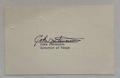 Coke Robert Stevenson ( 1888 - 1975 ) - US Politiker - original Autogramm