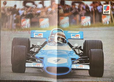 Jackie Stewart - Formel 1 - original Autogramm auf Poster - Größe 36 x 26 cm