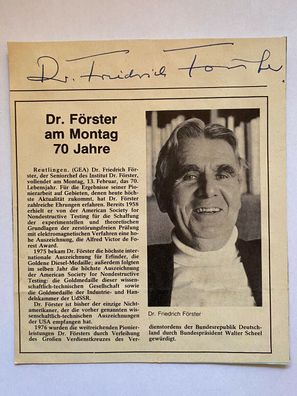 Dr. Friedrich Förster - Wissenschaft - original Autogramm - Größe 16 x 14 cm