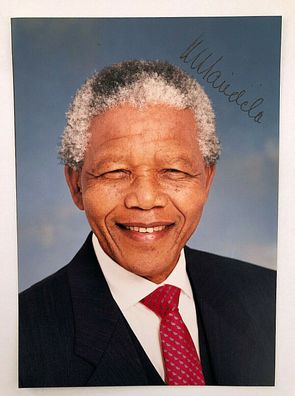 Nelson Mandela - Nobelpreis Frieden 1993 - original Autogramm - 13 x 18 cm