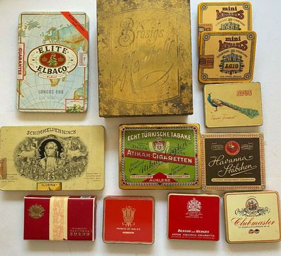 Sammlung von 12 Vintage Zigarettendosen / Schachteln - viel Seltenes dabei