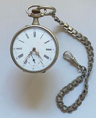 Union Ouvriere Watch um 1900 - seltenes Design - mit Uhrenkette - Werk läuft