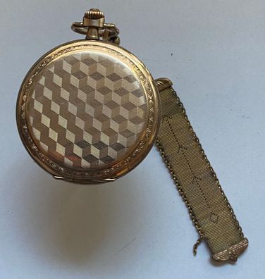 Taschenuhr Herren vergoldet um 1900 - mit Metall-Uhrenband - Werk läuft