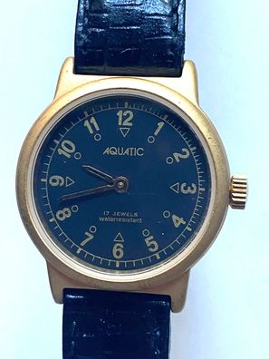 Aquatic 17 Jewels - Handaufzug - seltene Damenuhr 70er Jahre - Werk läuft