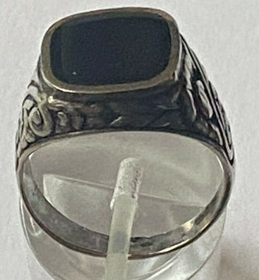 Antiker Jugendstil Ring 925er Silber mit Onyx hübsch gefasst - Größe 57