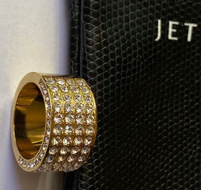 Jette - wunderschöner Ring - Ungetragen mit Etui - Goldfarbend mit Steinen - 59