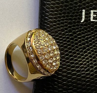 Jette - wunderschöner Ring mit Steinen - Ungetragen mit Etui - Goldfarbend - 53