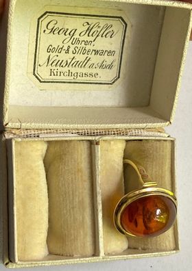Hochwertiger Ring Bernstein mit 333er Goldfassung - Ringgröße 51