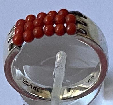 Wunderschöner Ring mit Korallenperlen von Esprit - 925er Silber . Ringgröße 55