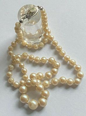 Antike Perlenkette - Schließe 835er Silber - 4 bis 9 mm - 50 cm