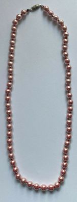 Antike , elegante Halskette mit leuchtend rosa Perlen mit 835er Silberschließe
