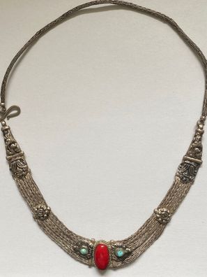 Antikes Collier mit Türkis und Karneol - Hübsch verarbeitet