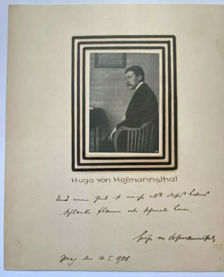 Hugo von Hofmannsthal ( 1874 - 1929 ) - Schriftsteller - original Autograph 1906