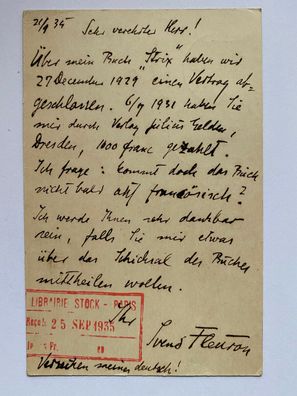 Svend Fleuron ( 1874 - 1966 ) Schriftsteller - original signierte Karte